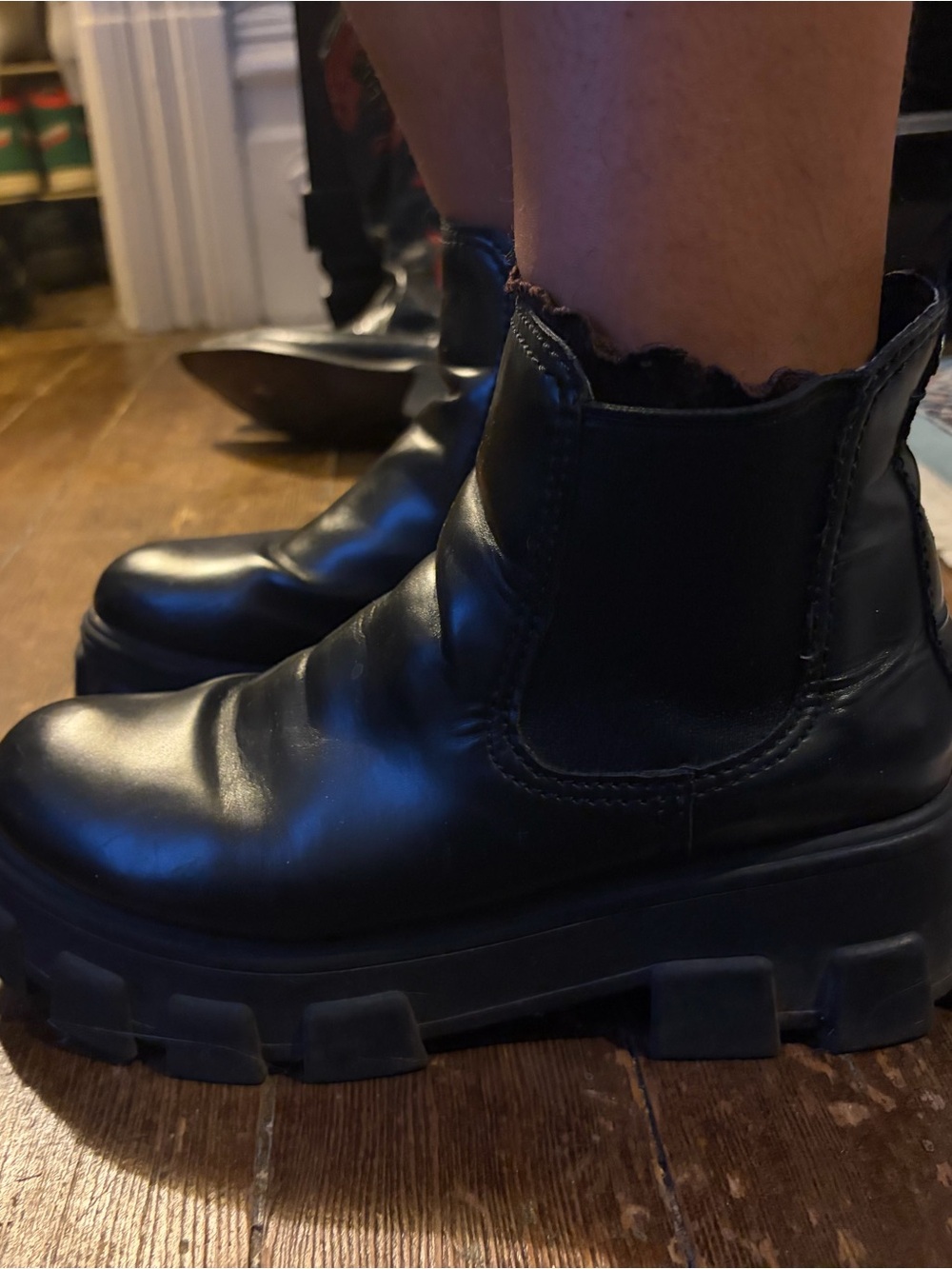 Circus by Sam Edelman Black Lug Chelsea Platform Boots